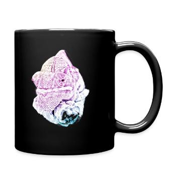 Pastel chameleon head, chameleo calyptratus - Full Colour Mug - black - Right