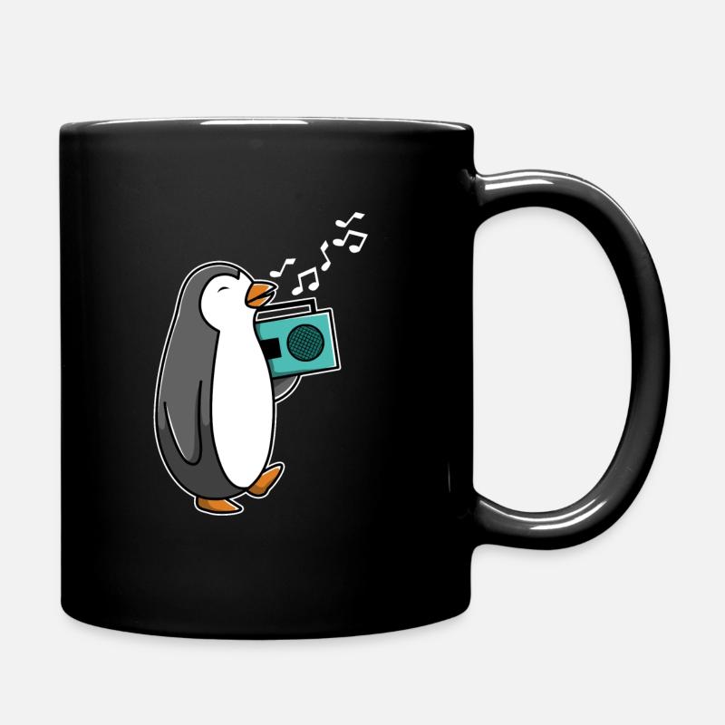 Singender Pinguin mit Radio - Tasse einfarbig - Schwarz