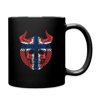 Norwegen Norweger Wikinger Flagge Skull Totenkopf - Tasse einfarbig - Schwarz - Rechts