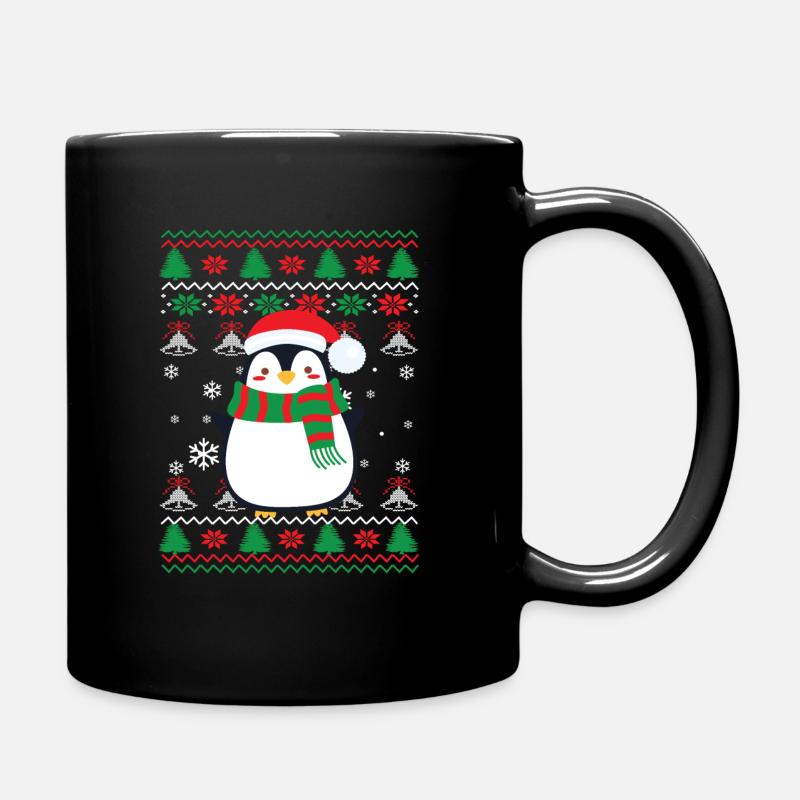 Pinguin ugly christmas sweater Geschenk - Tasse einfarbig - Schwarz