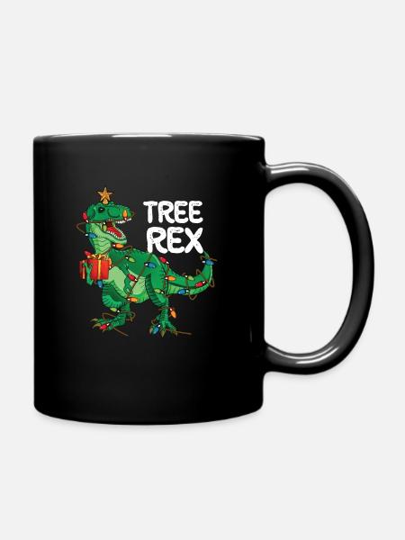 TREE REX DINO Weihnachten Ugly Christmas Geschenk - Tasse einfarbig - Schwarz