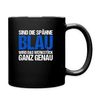Mechaniker -Spähne Blau Werkstück Genau Fräse - Tasse einfarbig - Schwarz - Rechts