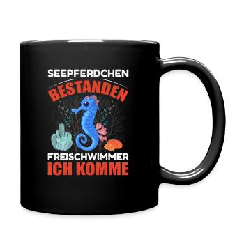Seepferdchen Bestanden Schwimmabzeichen Geschenk - Tasse einfarbig - Schwarz - Rechts