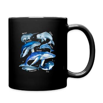 Whale species Various whales Blue whale orca narwhal Bel - Full Colour Mug - black - Right