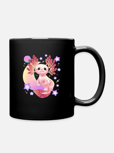 Axolotl Space Kawaii Space Rocket Astronaut Pla - Full Colour Mug - black