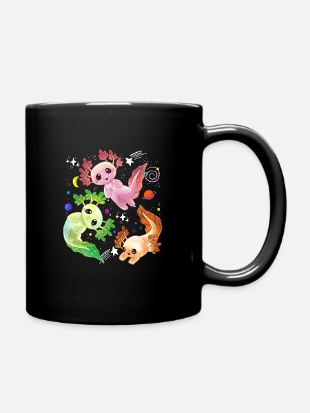 Axolotl Space Kawaii Space Rocket Astronaut Pla - Full Colour Mug - black
