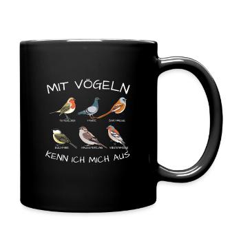 Mit vögeln kenn ich mich aus - Tasse einfarbig - Schwarz - Rechts