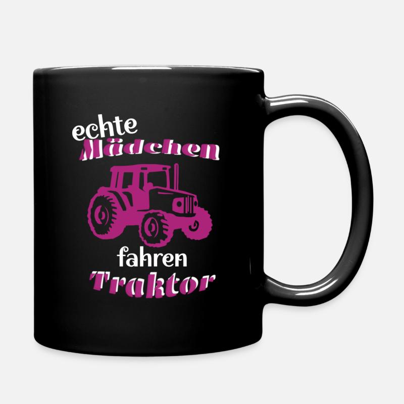 Echte Mädchen fahren Traktor - Tasse einfarbig - Schwarz