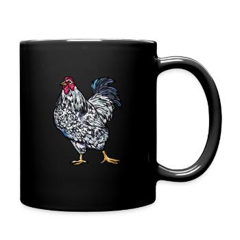 Wyandotten Poulets Type de poules fermiers - Mug uni - noir - Droite