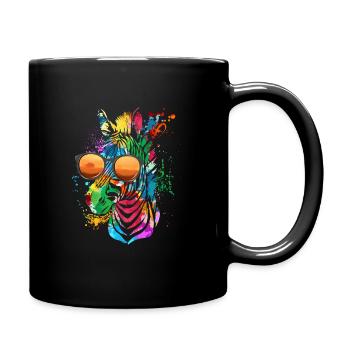 Cooles Buntes Zebra Mit Sonnenbrille Safari Bunt A - Tasse einfarbig - Schwarz - Rechts