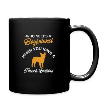 Französische Bulldogge French Bulldog - Tasse einfarbig - Schwarz - Rechts