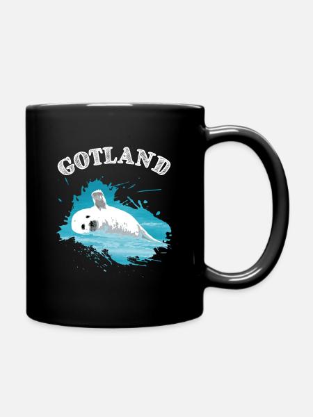 Gotland Ostsee Insel Urlaub Robbe Seehund im Meer - Tasse einfarbig - Schwarz