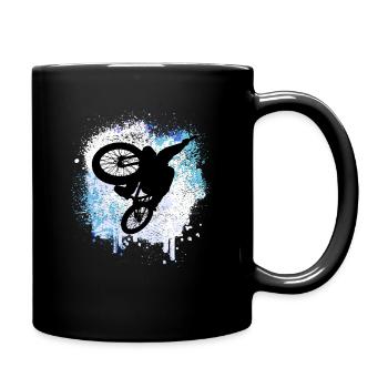 Mountainbiker springt im Winter durch den Schnee - Tasse einfarbig - Schwarz - Rechts