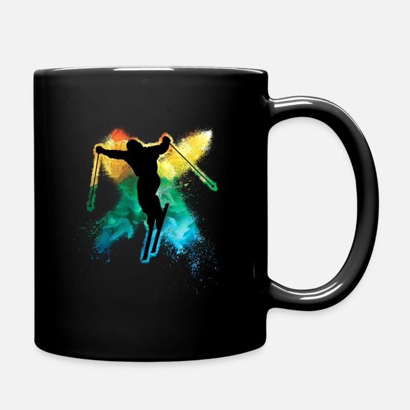 cooler Freeskiing Winterurlaub farbiges Ski - Tasse einfarbig - Schwarz