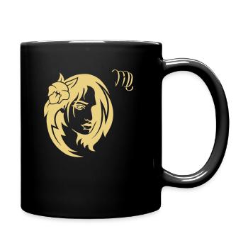 Sternzeichen Jungfrau - Tasse einfarbig - Schwarz - Rechts