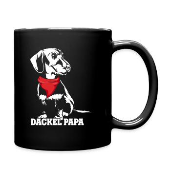 Dackel Papa Hundeliebhaber Dachshund Vatertag Dack - Tasse einfarbig - Schwarz - Rechts