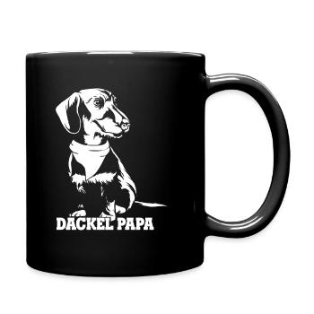 Dackel Papa Hundeliebhaber Dachshund Vatertag - Tasse einfarbig - Schwarz - Rechts