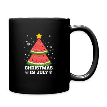 Christmas July Watermelon X-Mas Tree Fruit Summer - Full Colour Mug - black - Right