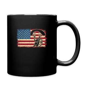 Paragliding Fallschirmspringer USA Flagge Skydive - Tasse einfarbig - Schwarz - Rechts