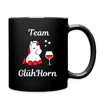 GlühHorn - Christmas unicorn with mulled wine - Full Colour Mug - black - Right
