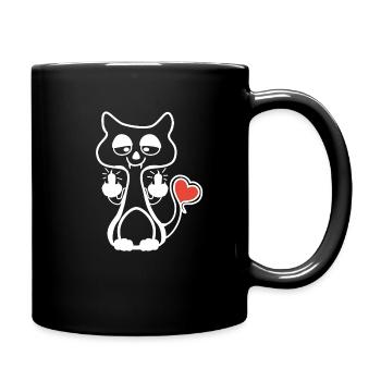 Fuck You Katze - Tasse einfarbig - Schwarz - Rechts