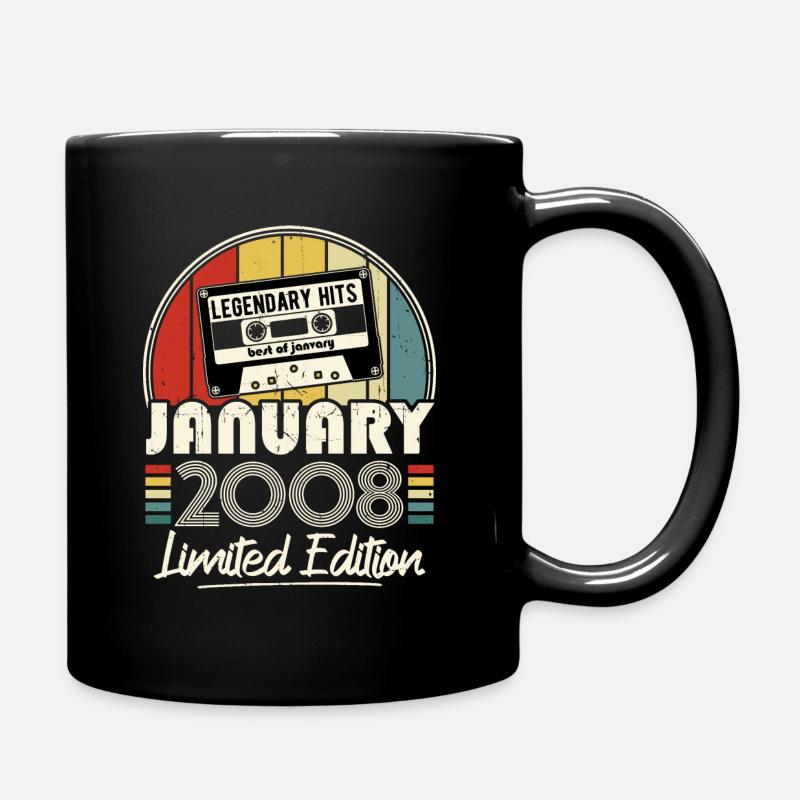 January 2008 Vintage Anniversary Retro Gift - Full Colour Mug - black