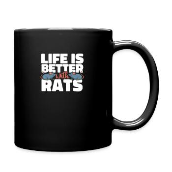 Rat life is better with rat life rats - Full Colour Mug - black - Right