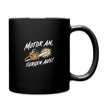 Motor An, Sorgen Aus Motivation Energie - Tasse einfarbig - Schwarz - Rechts