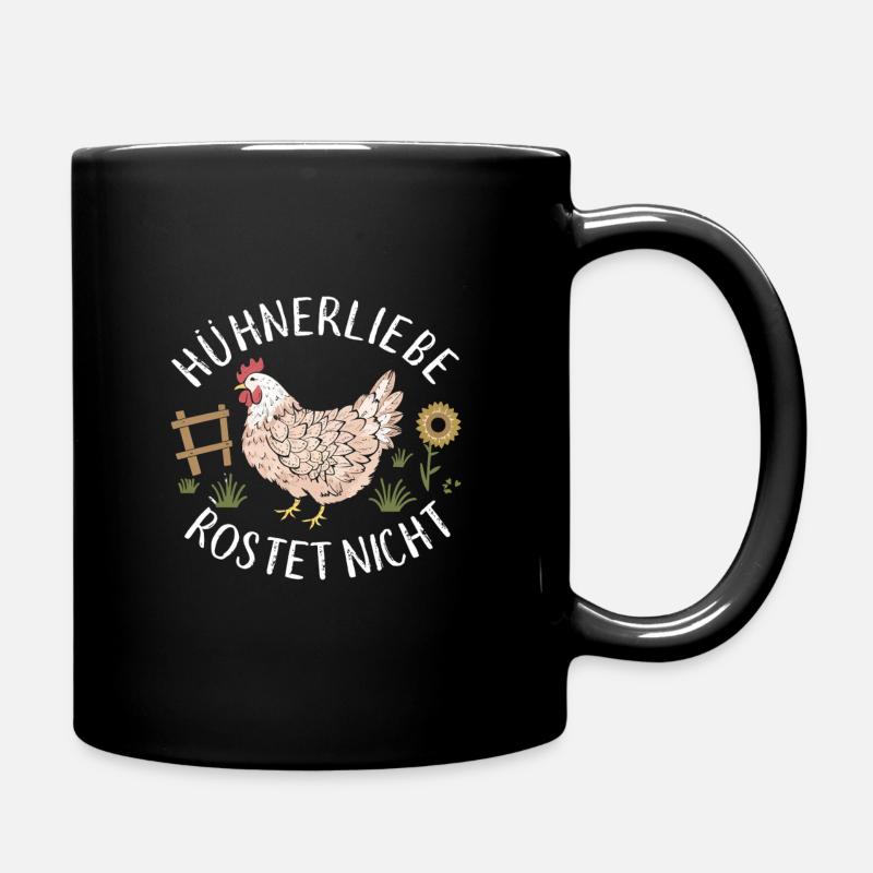 Chicken Love Doesn't Rust Funny Sayings Farmer - Full Colour Mug - black