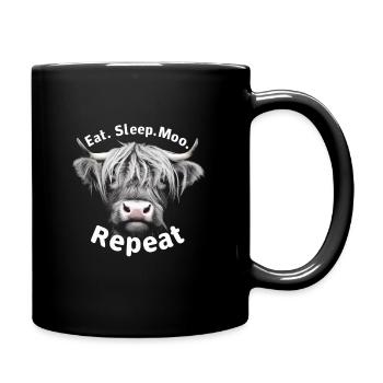 Eat Sleep Moo Highland Beef - Full Colour Mug - black - Right