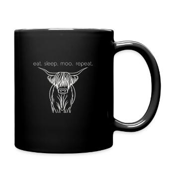 Mangez Sleep Moo Répétez le style du bœuf des Highlands - Mug uni - noir - Droite