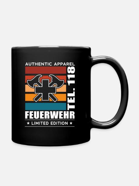 Feuerwehr - Tasse einfarbig - Schwarz