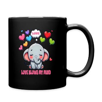 Elefant zum Valentinstag - Tasse einfarbig - Schwarz - Rechts
