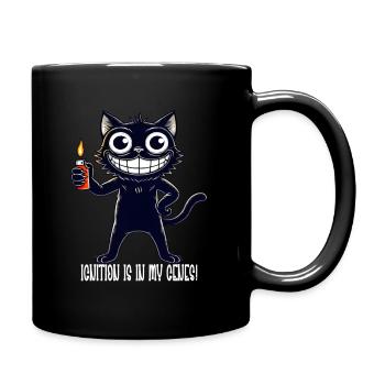 Schwarze lustige Katze - Tasse einfarbig - Schwarz - Rechts