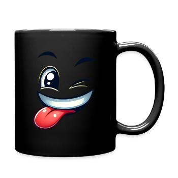 Cool lächelndes Gesicht - Tasse einfarbig - Schwarz - Rechts