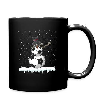 Fußball, der Schneemann Artsy Weihnachtswinter-Geschenk abtupft - Tasse einfarbig - Schwarz - Rechts