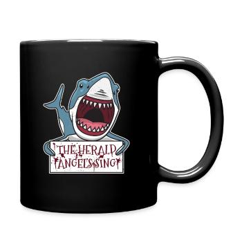 Shark The Herald Angels Sing Christmas Pun Gift - Full Colour Mug - black - Right