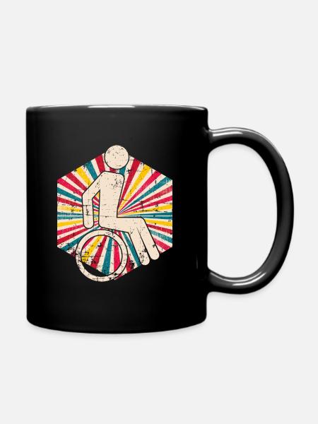 Vintage Rollstuhl - Tasse einfarbig - Schwarz
