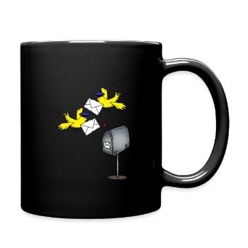 Briefvogel als Beruf Postbote Geschenk - Tasse einfarbig - Schwarz - Rechts