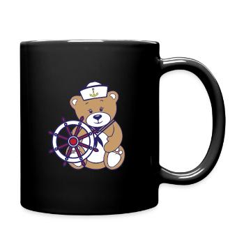 Teddybär als Seemann - Tasse einfarbig - Schwarz - Rechts