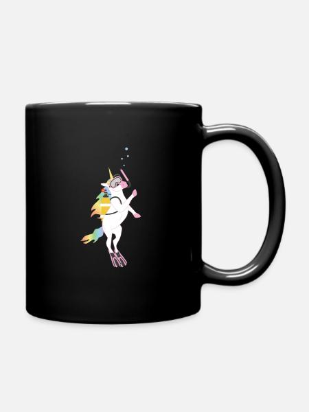 Unicorn Diver Scuba Diving Ocean Reef Gift - Full Colour Mug - black