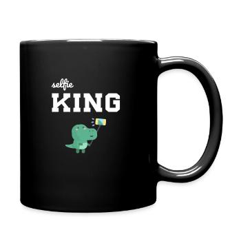 King Dino mit Smartphone T-Shirt - Tasse einfarbig - Schwarz - Rechts