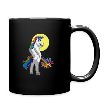 Einhorn Pinkelt Regenbogenfarben Lustiges Einhorn - Tasse einfarbig - Schwarz - Rechts