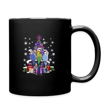 Budgerigar Christmas - Full Colour Mug - black - Right