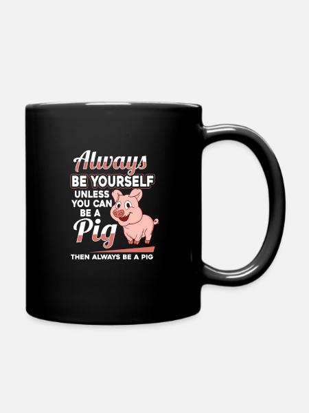 Schwein - Tasse einfarbig - Schwarz