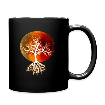 Baum des Lebens DNA mit Blutmond - Tasse einfarbig - Schwarz - Rechts