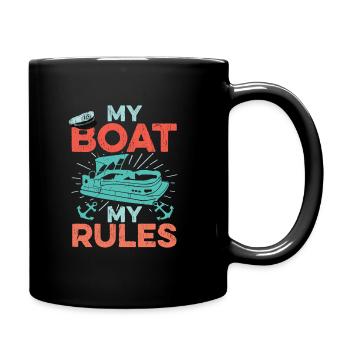 Pontoon Boat Captain My Boat My Rules Fathers Day Gift - Full Colour Mug - black - Right