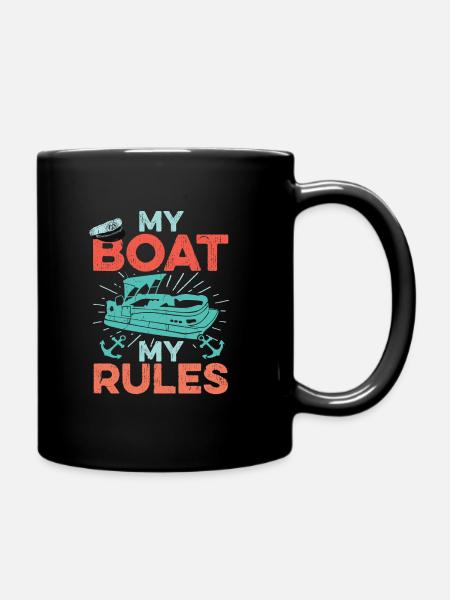Capitaine de bateau ponton mon bateau mes règles cadeau fête des pères - Mug uni - noir
