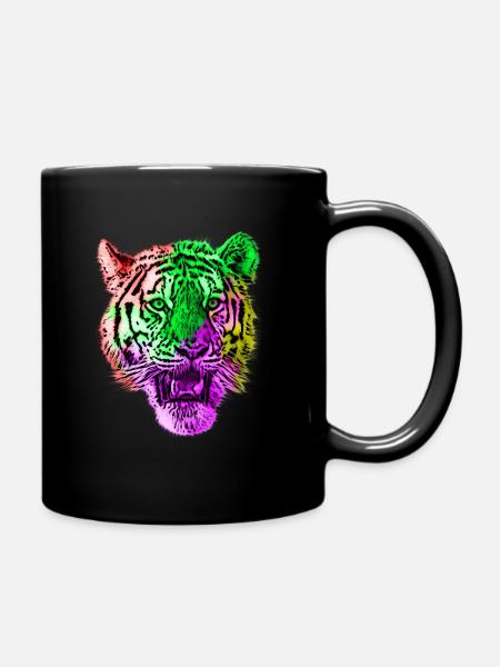 Tiger Tiere Tierrechte - Tasse einfarbig - Schwarz