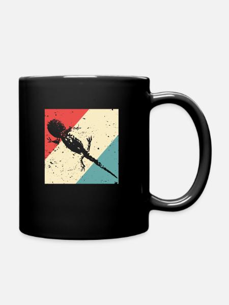 Salamander gecko retro style - Full Colour Mug - black